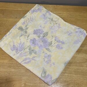 Vtg JCPenney Shower Curtain Floral Yellow Purple Fabric 70x72" Cottage Garden